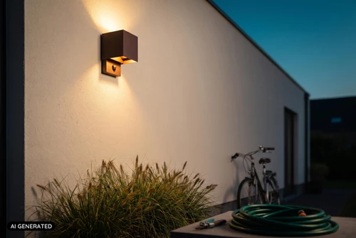 Lucide TADZIO - Lámpara de pared Dentro/Fuera - LED - CCT - 1x7W 2700K/4000K - IP65 - Sensor movimiento - Marrón óxido - Essential - AI 1